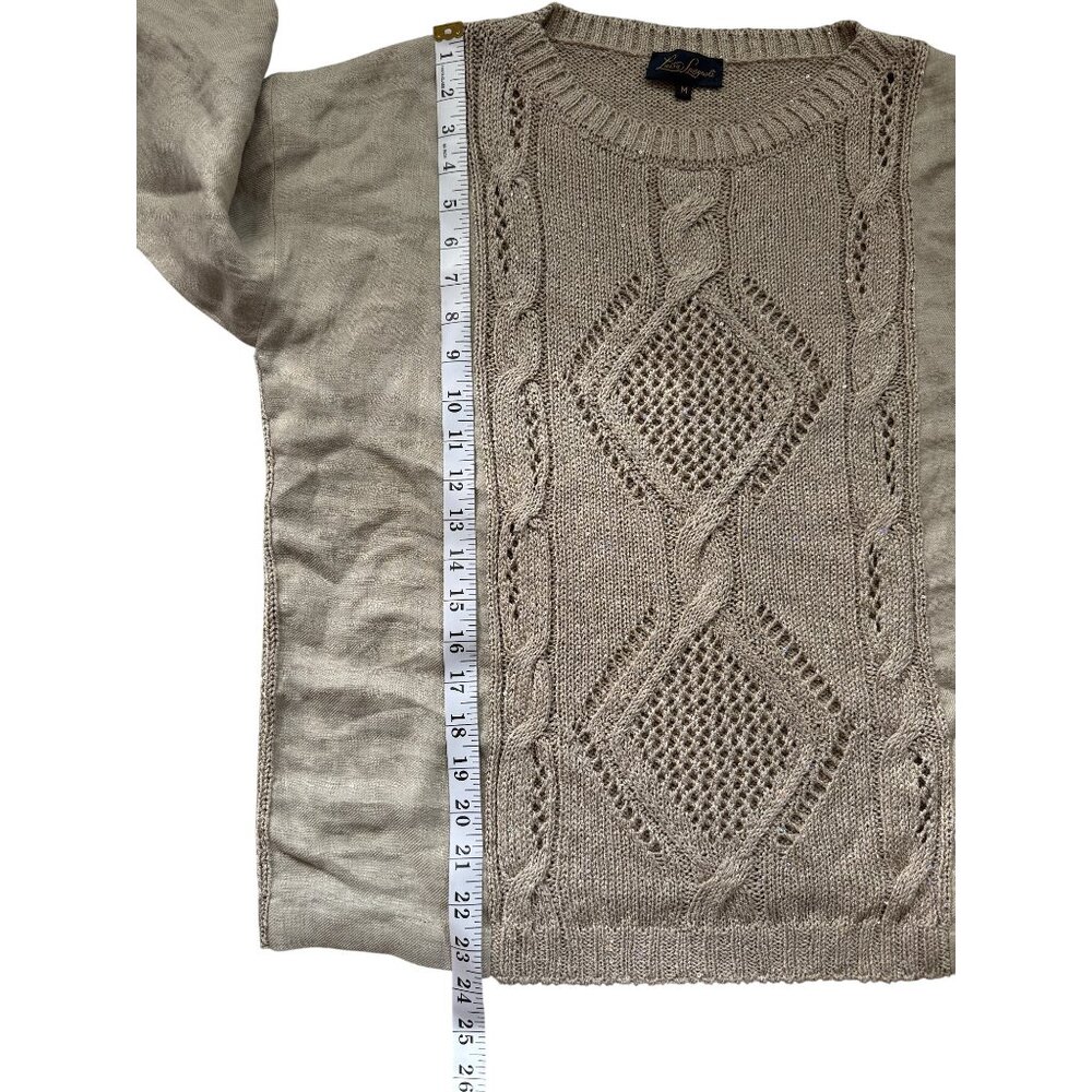 Luisa Spagnoli Womens Beige Cable Knit Sweater Cotton Linen Size M - Picture 7 of 8